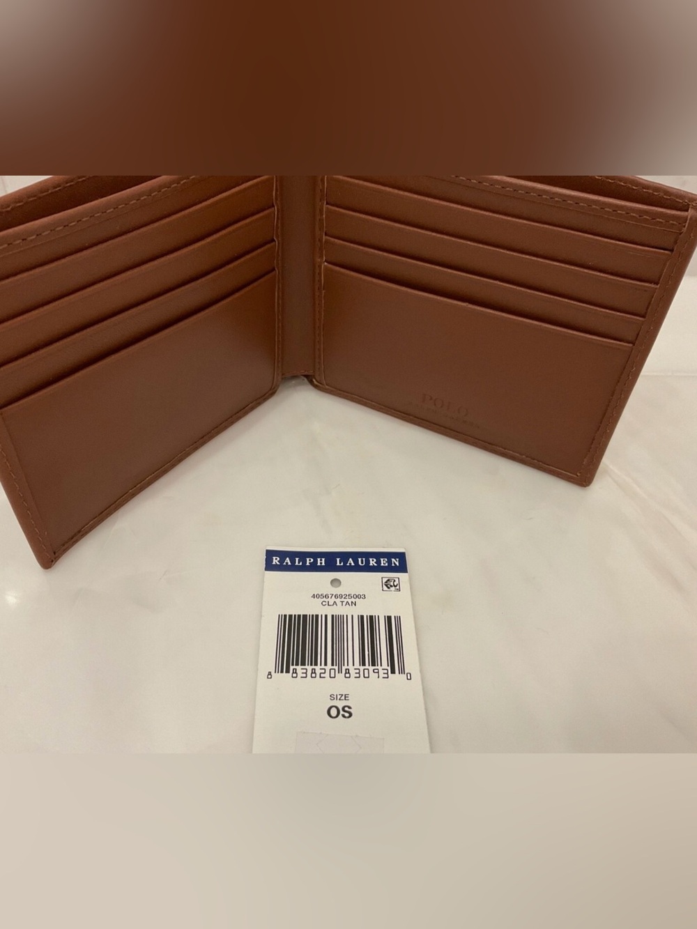 NIB Polo Ralph Lauren Leather ALL OVER PONY Double Billfold Wallet - CLASSIC TAN - Picture 10 of 13